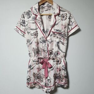 Victoria's Secret Pink Floral Satin Pajama Romper S